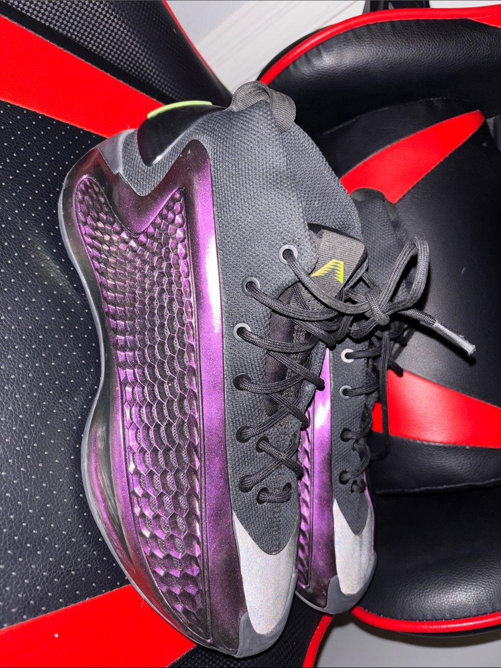 adidas Black and Purple Metallic Athletic Shoes ANTHONY EDWARDS 1
